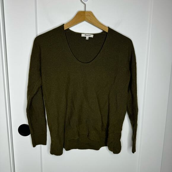 Madewell Kimball Lightweight Scoop Neck Wool Pullover Sweater Olive Size Small - Picture 2 of 6